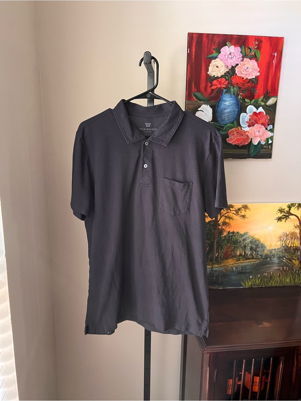 Mack Weldon Men's Black Polo Shirt with Chest Pocket